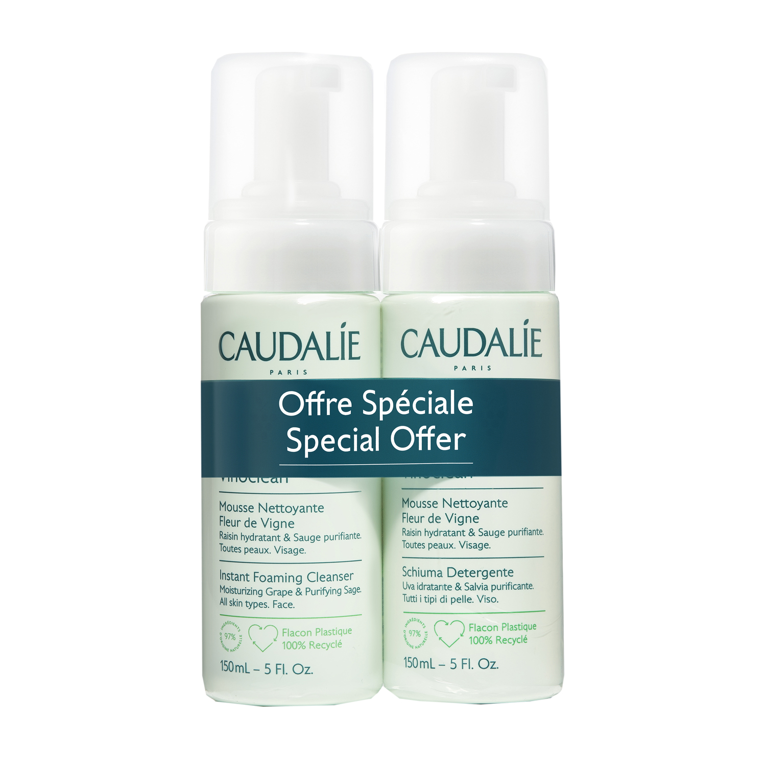 Caudalie Duo Vinoclean Foaming Cleanser 150ml*2
