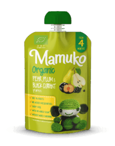 MAMUKO ORGANIC PEAR, PLUM & BLACK CURRANT PUREE 4+ 100g