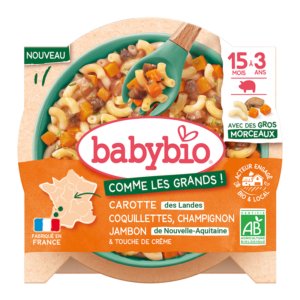 Babybio Carrot Mushroom Ham Pasta Plate +15m
