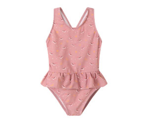 Tutete Cross-Back Swimsuit with Ruffle Stripes Bloom &Blush
