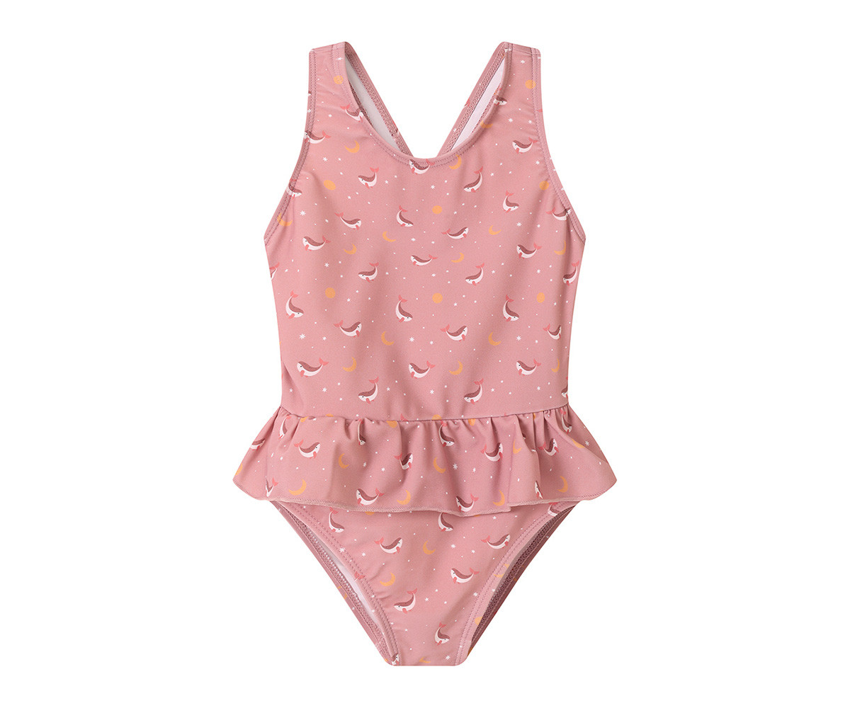 Tutete Cross-Back Swimsuit with Ruffle Stripes Bloom &Blush