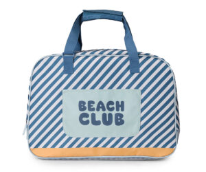 Tutete Personalized Beach Bag vith Mesh Bottom Stripes
