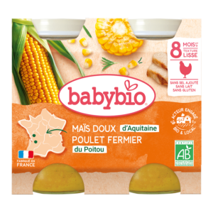 Babybio Sweet Corn Chicken Jar +8months 2x200gr
