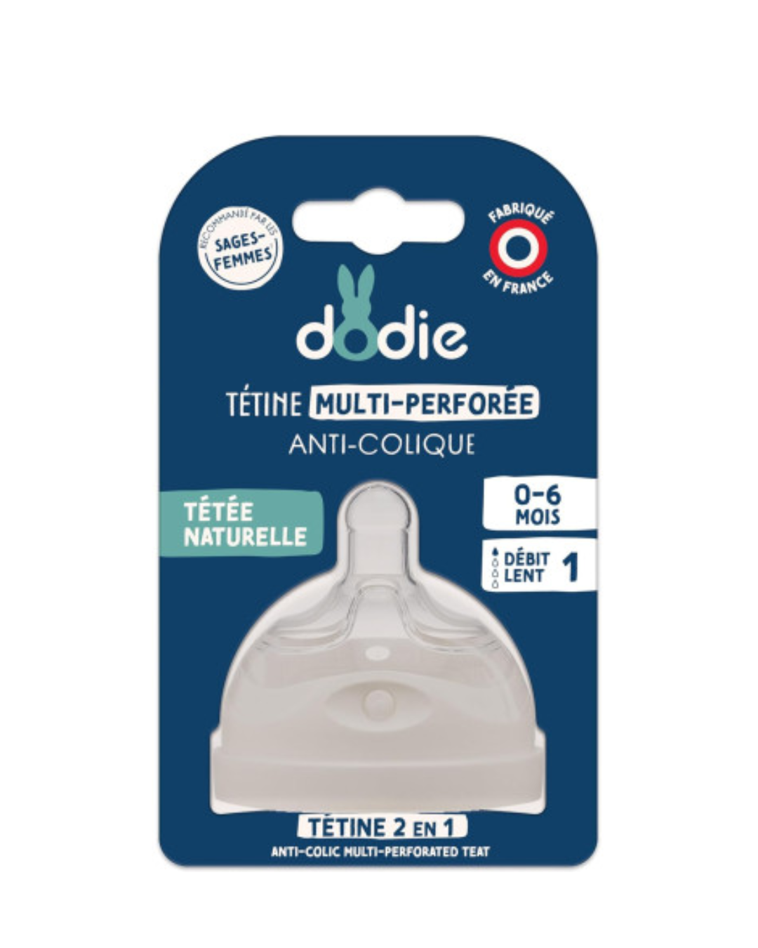 Dodie Teat Biomimicry – teat & ring – 0+ month – silicone slow flow 1 – unit