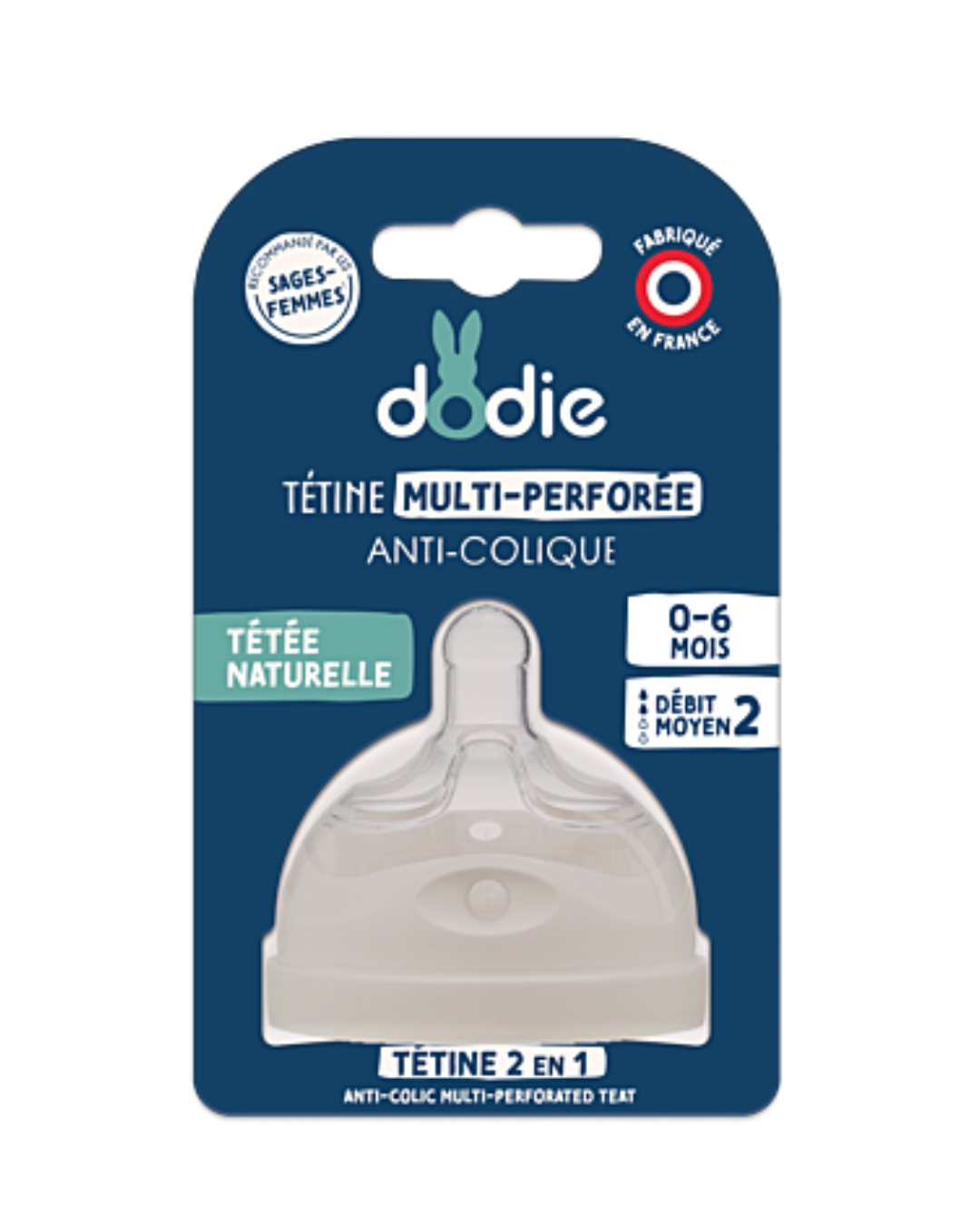 Dodie Teat Biomimicry – teat & ring – 3+ months – silicone medium flow 2 – unit