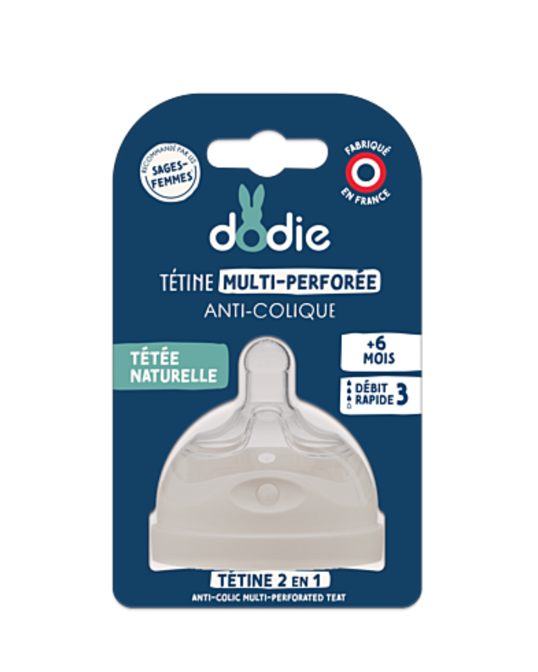 Dodie Teat Biomimicry – teat & ring – 6+ months – silicone fast flow 3 – unit