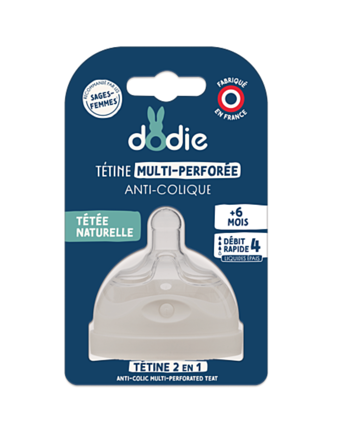 Dodie Teat Biomimicry – teat & ring – 6+ months silicone thick liquid flow 4 – unit